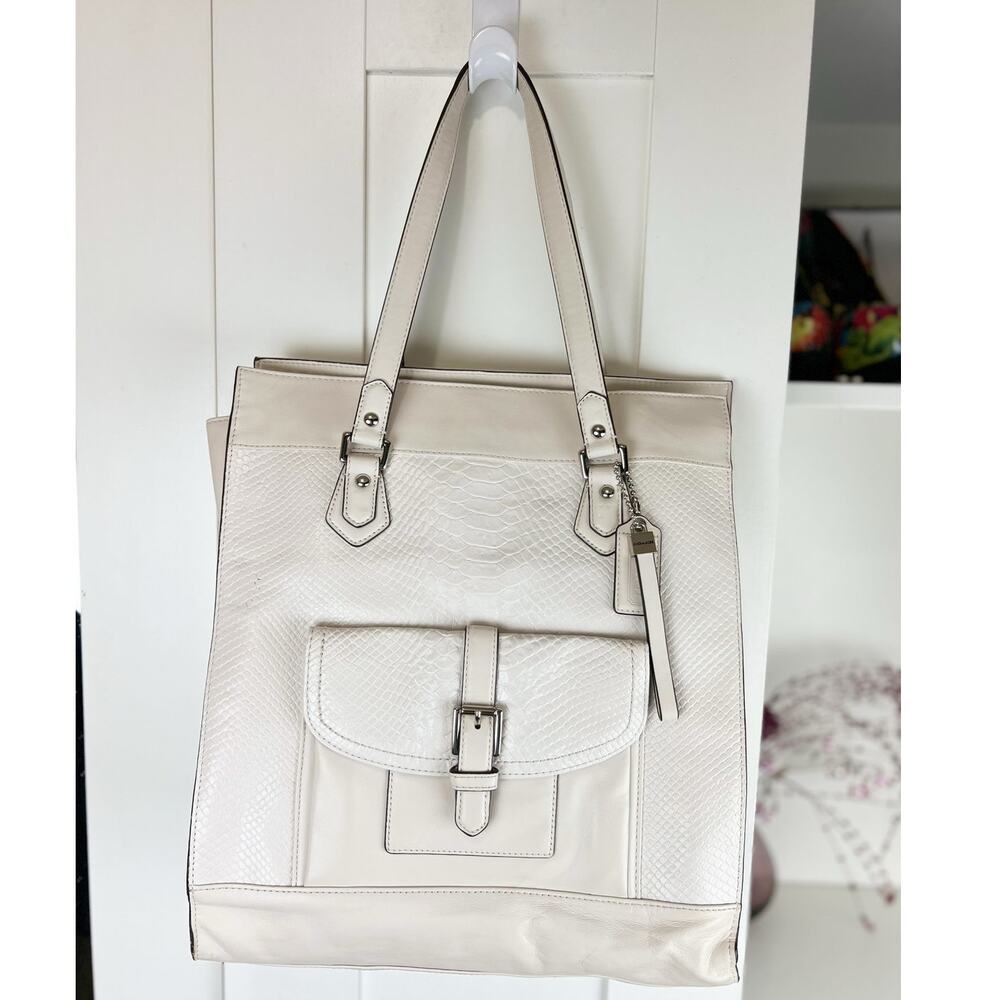 Coach Charlie Embossed Python Leather Large Tote … - image 7